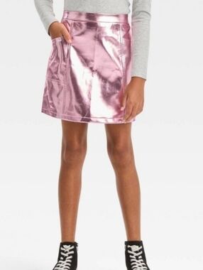 Girls | Metallic Pink Mini Skirt | M | 8 | Art Class | Barbiecore | Y2K Inspired
